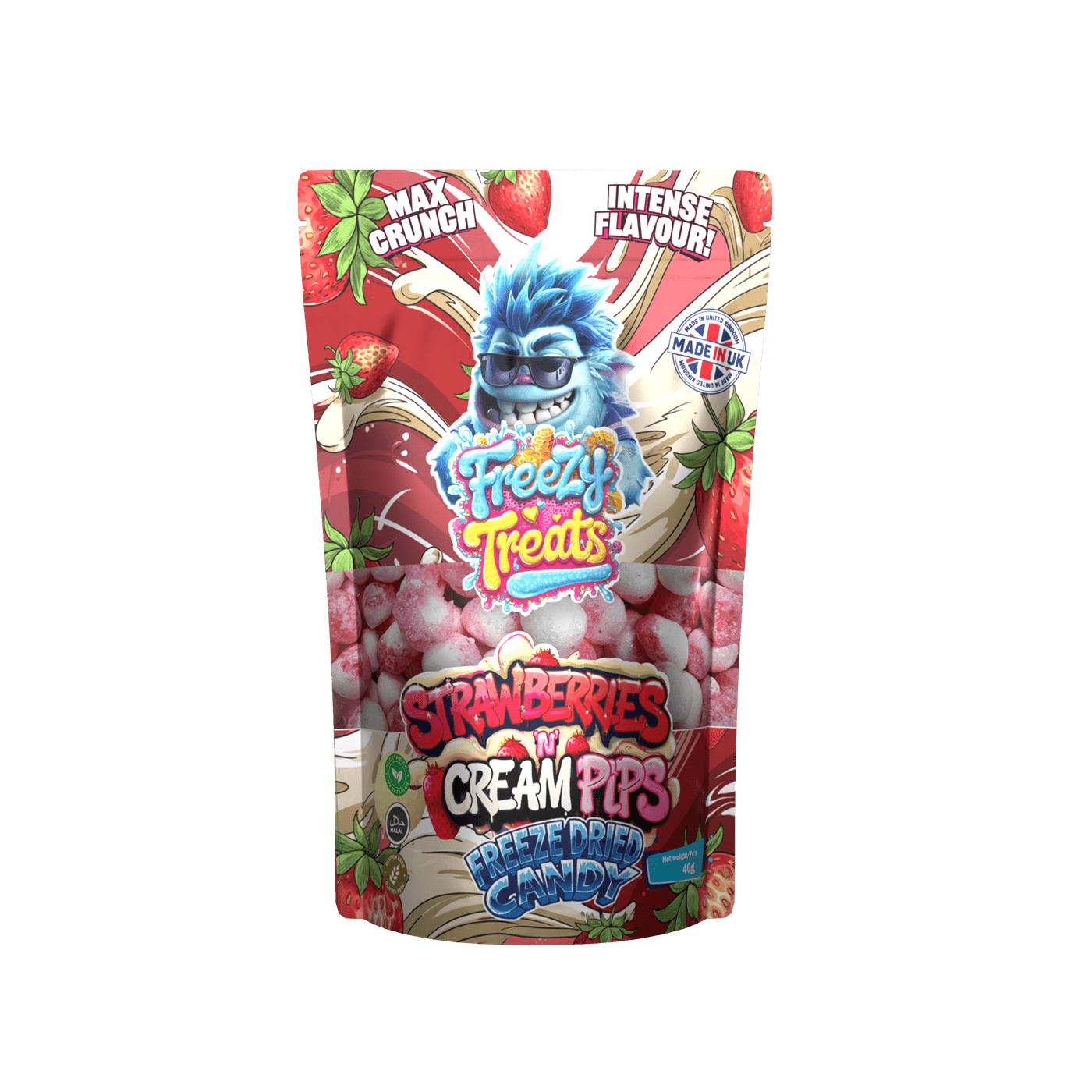 Freezy Treats Freeze Dried Candy - STRAWBERRY CREAM PIPS
