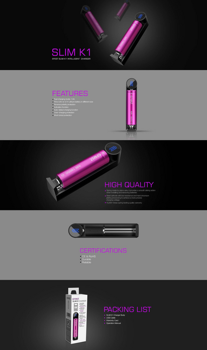 Efest SLIM K1 Intelligent Single Battery Charger