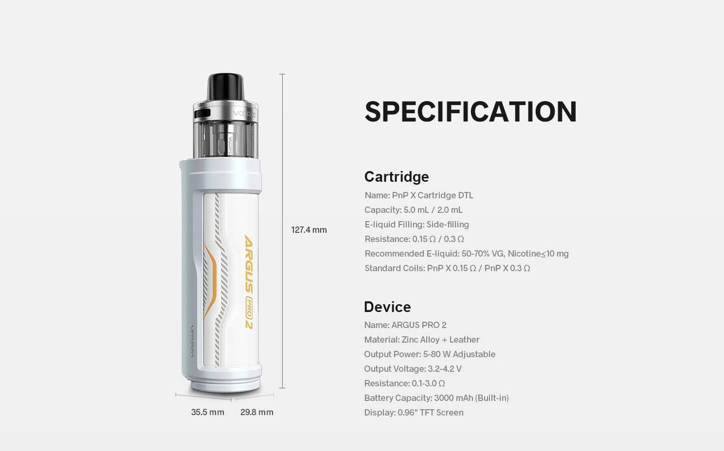 Voopoo Argus Pro 2 Integrated Pod Kit 80W 3000mAh - 2ml PnP X Platform Pod
