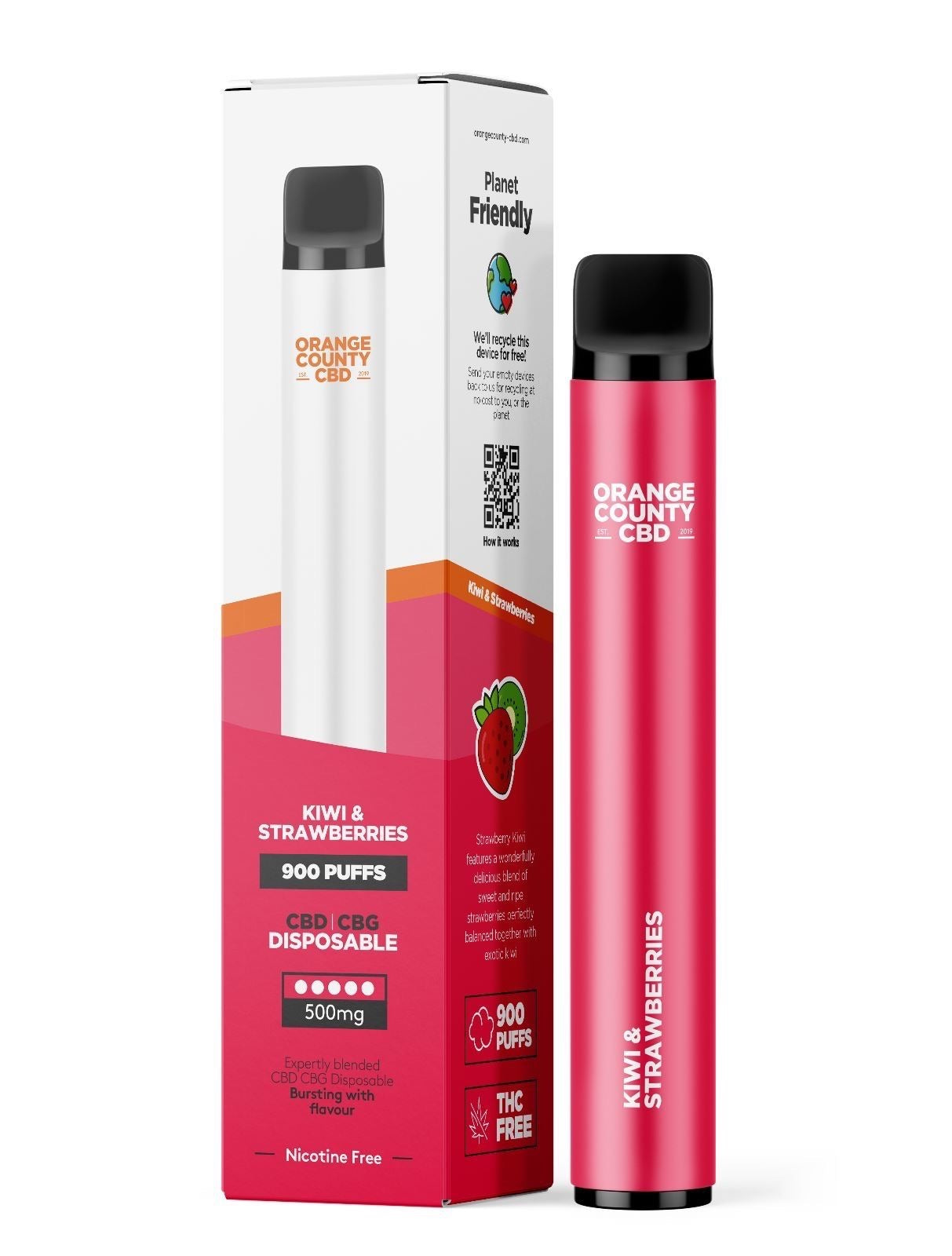 *Clearance Discount! Orange County CBD Disposable Broad Spectrum CBD E-Liquid Pod Vape Kit 500mg (250mg CBD & 250mg CBG) ZERO Nicotine 600-900* Puff