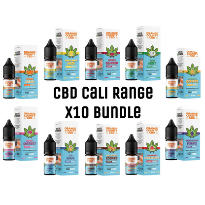 Orange County CBD Cali Range Broad Spectrum E-liquid Tester Bundle (10 x 10ml / 300mg Bottles)