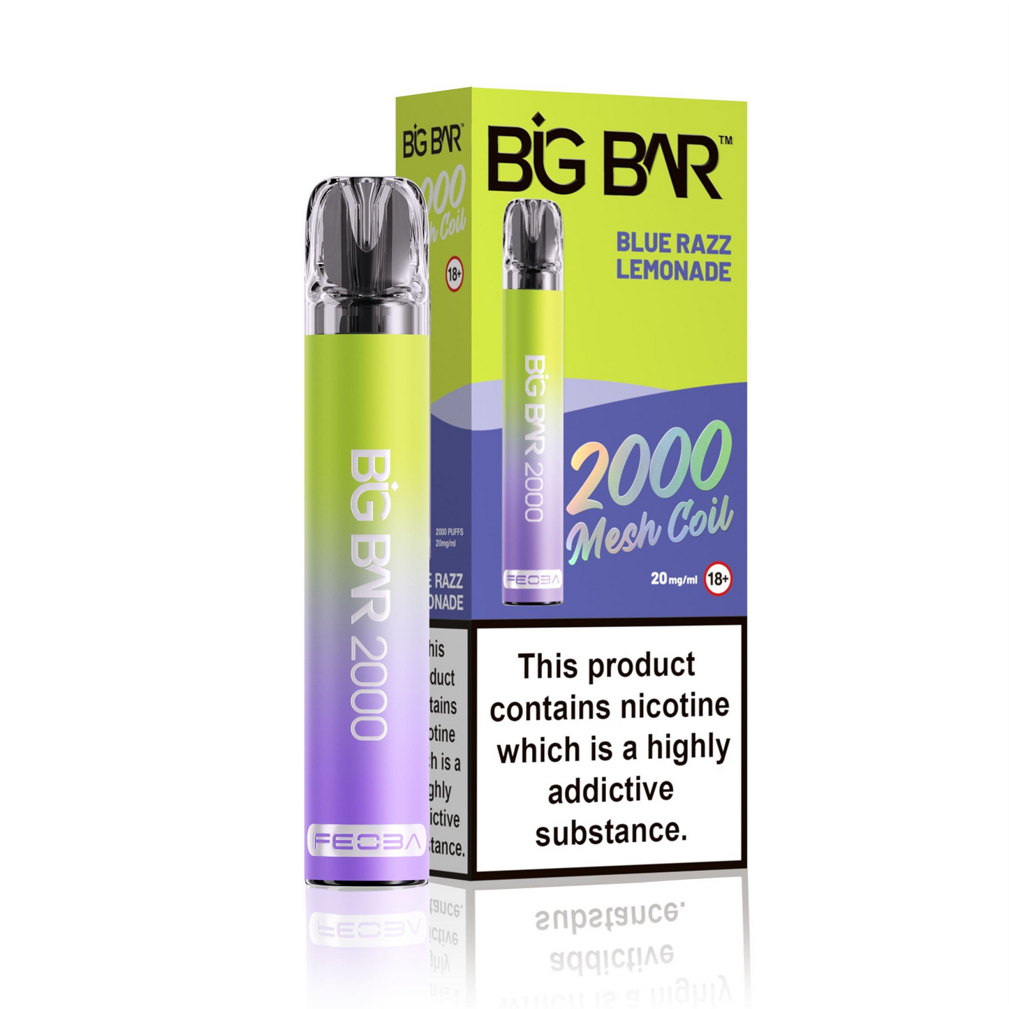 *Clearance Discount! FEOBA Big Bar 2000 Disposable Nicotine Salt BIG PUFF Vape Kit - 20mg