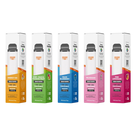 *Clearance Discount! Orange County CBD/CBG Disposable BIG PUFF Vape Kit 1000mg (600mg CBD/400mg CBG) ZERO Nicotine 3500* Puff