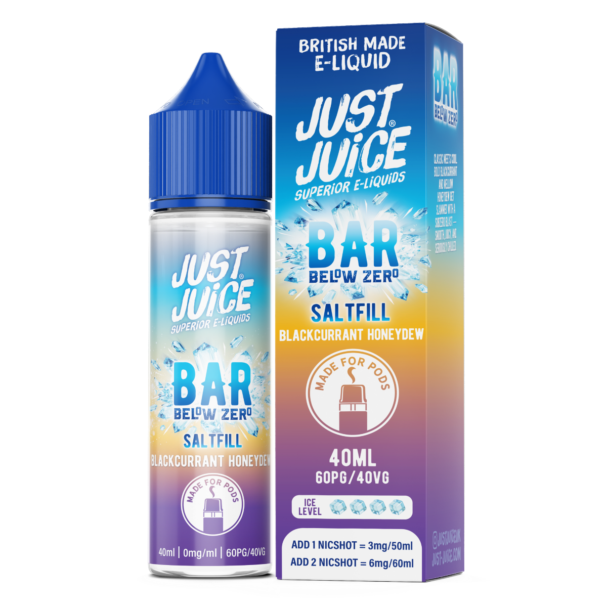 Just Juice Bar Below Zero 40ml 60/40 PG/VG Saltfill/Shortfill - 0mg