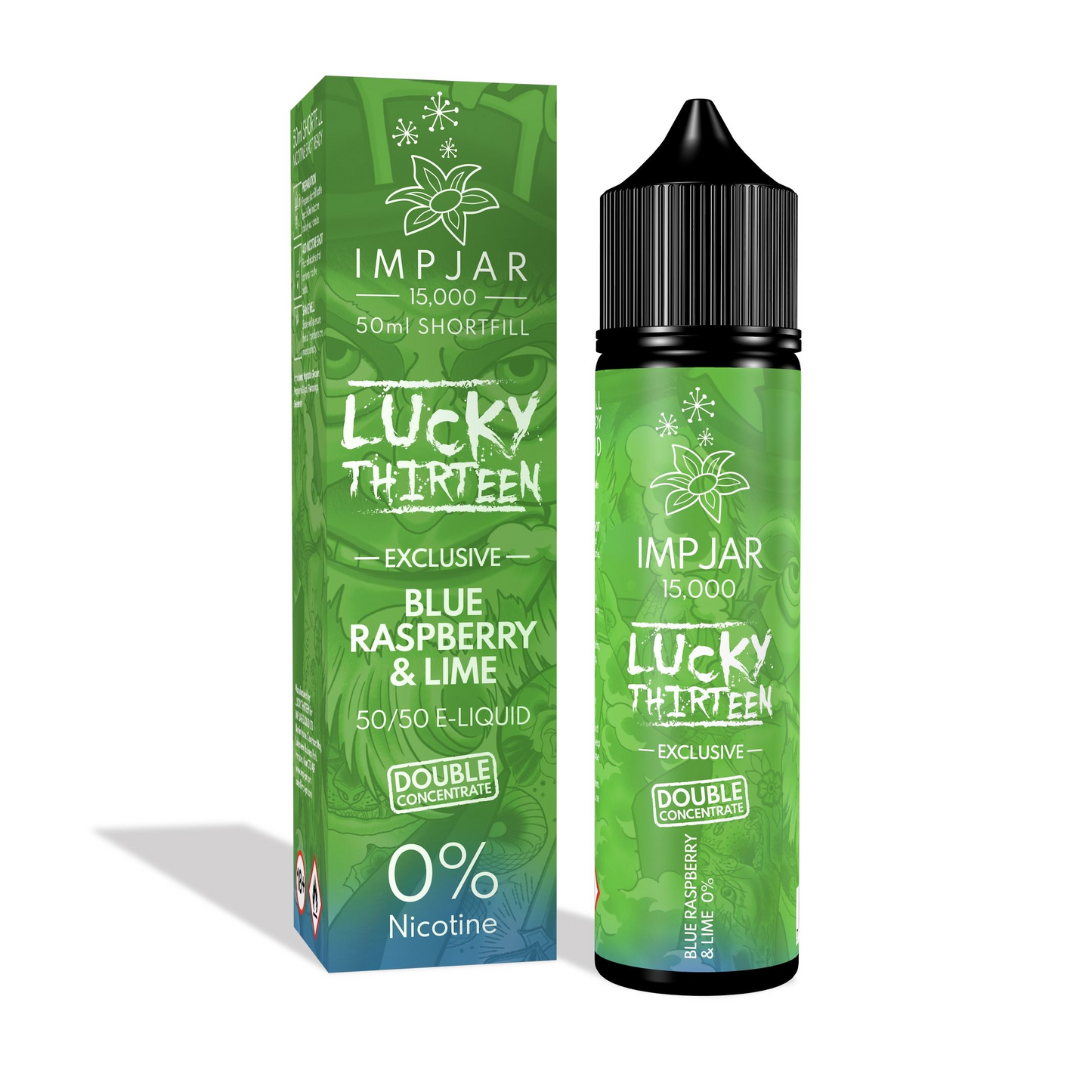 ImpJar | Lucky Thirteen 15000 50/50 VG/PG 50ml Shortfill Double Concentrate E-liquid Zero Nic 0mg - Various Flavours