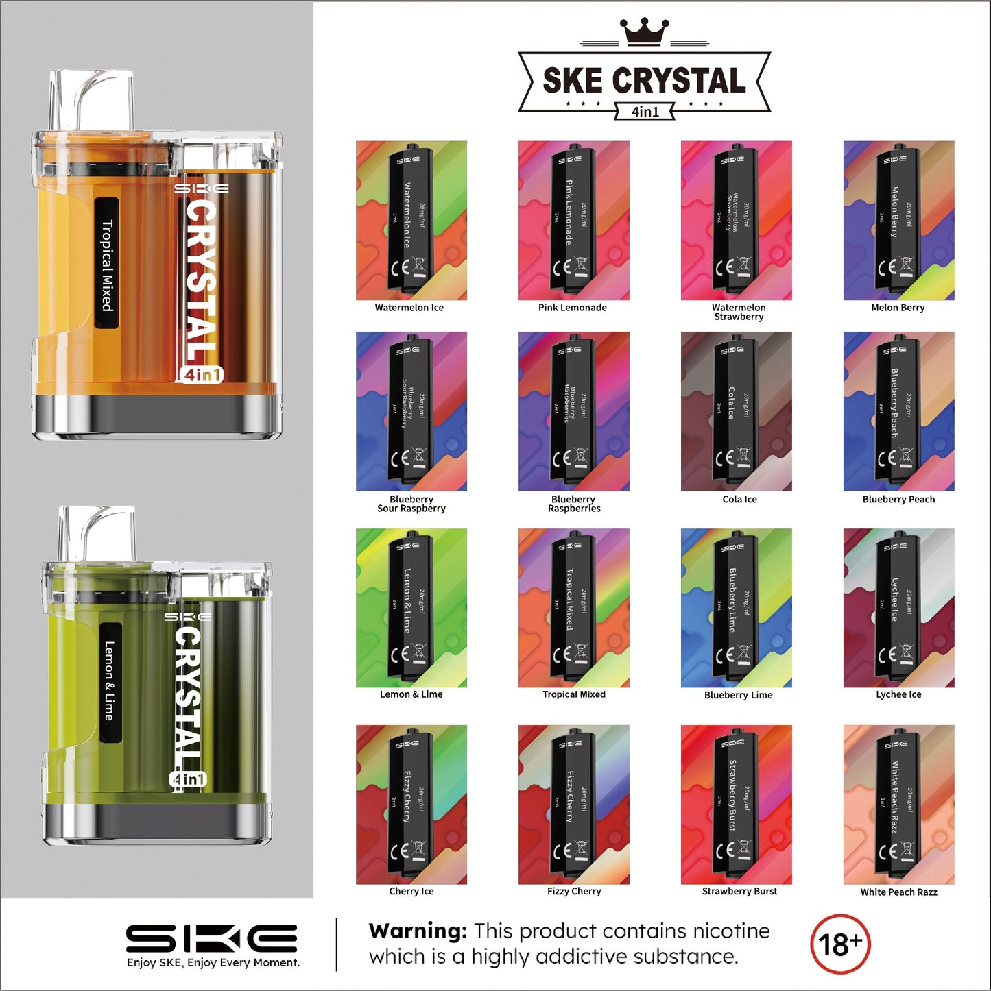 SKE Crystal 4-in-1 Rechargeable Pre-filled Pod Kit - 20mg