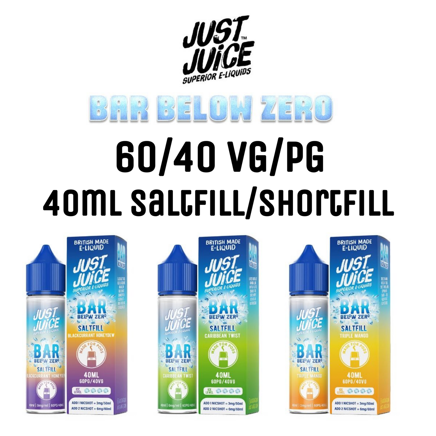 Just Juice Bar Below Zero 40ml 60/40 PG/VG Saltfill/Shortfill - 0mg