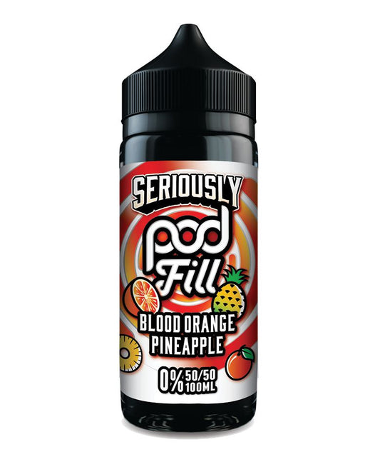 Seriously Pod Fill 50/50 VG/PG 100ml Shortfill E-liquid Zero Nic 0mg - BLOOD ORANGE PINEAPPLE