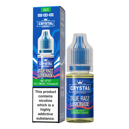 SKE - Crystal Original Nicotine Salts E-Liquids 10ml Single Bottle 10mg / 20mg Nic Salt - BLUE RAZZ LEMONADE