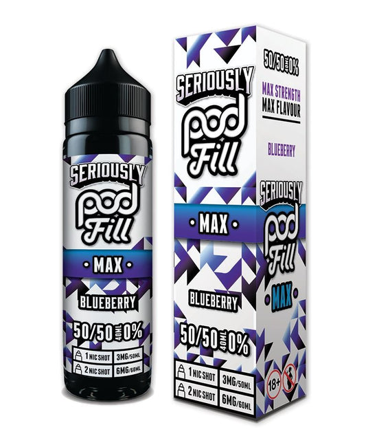 Seriously Pod Fill MAX 50/50 VG/PG 40ml Shortfill E-liquid Zero Nic 0mg - BLUEBERRY