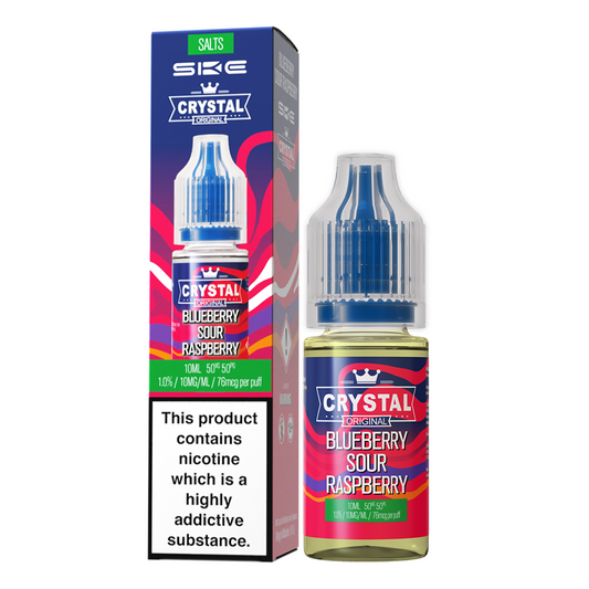 SKE - Crystal Original Nicotine Salts E-Liquids 10ml Single Bottle 10mg / 20mg Nic Salt - BLUE SOUR RASPBERRY