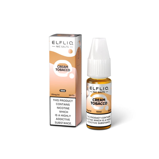 Elfliq CREAM TOBACCO (SNOOW TOBACCO) 10ml Elfbar Nicotine Salts E-Liquid 5mg / 10mg / 20mg Nic Salt