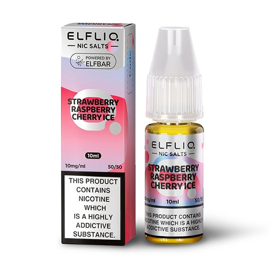 Elfliq STRAWBERRY RASPBERRY CHERRY ICE 10ml Elfbar Nicotine Salts E-Liquid 5mg / 10mg / 20mg Nic Salt