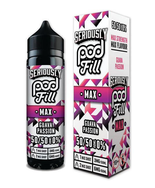 Seriously Pod Fill MAX 50/50 VG/PG 40ml Shortfill E-liquid Zero Nic 0mg - GUAVA PASSION