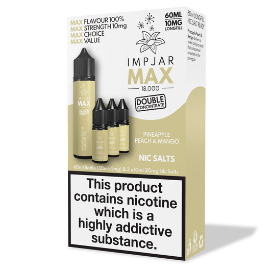 IMPJAR MAX 18000 50/50 60ml Longfill E-liquid 10mg Nic Salts - PINEAPPLE PEACH MANGO