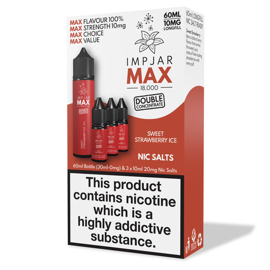 IMPJAR MAX 18000 50/50 60ml Longfill E-liquid 10mg Nic Salts - SWEET STRAWBERRY ICE