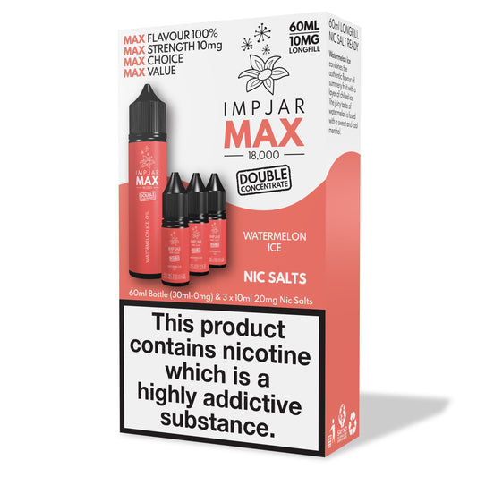 IMPJAR MAX 18000 50/50 60ml Longfill E-liquid 10mg Nic Salts - WATERMELON ICE