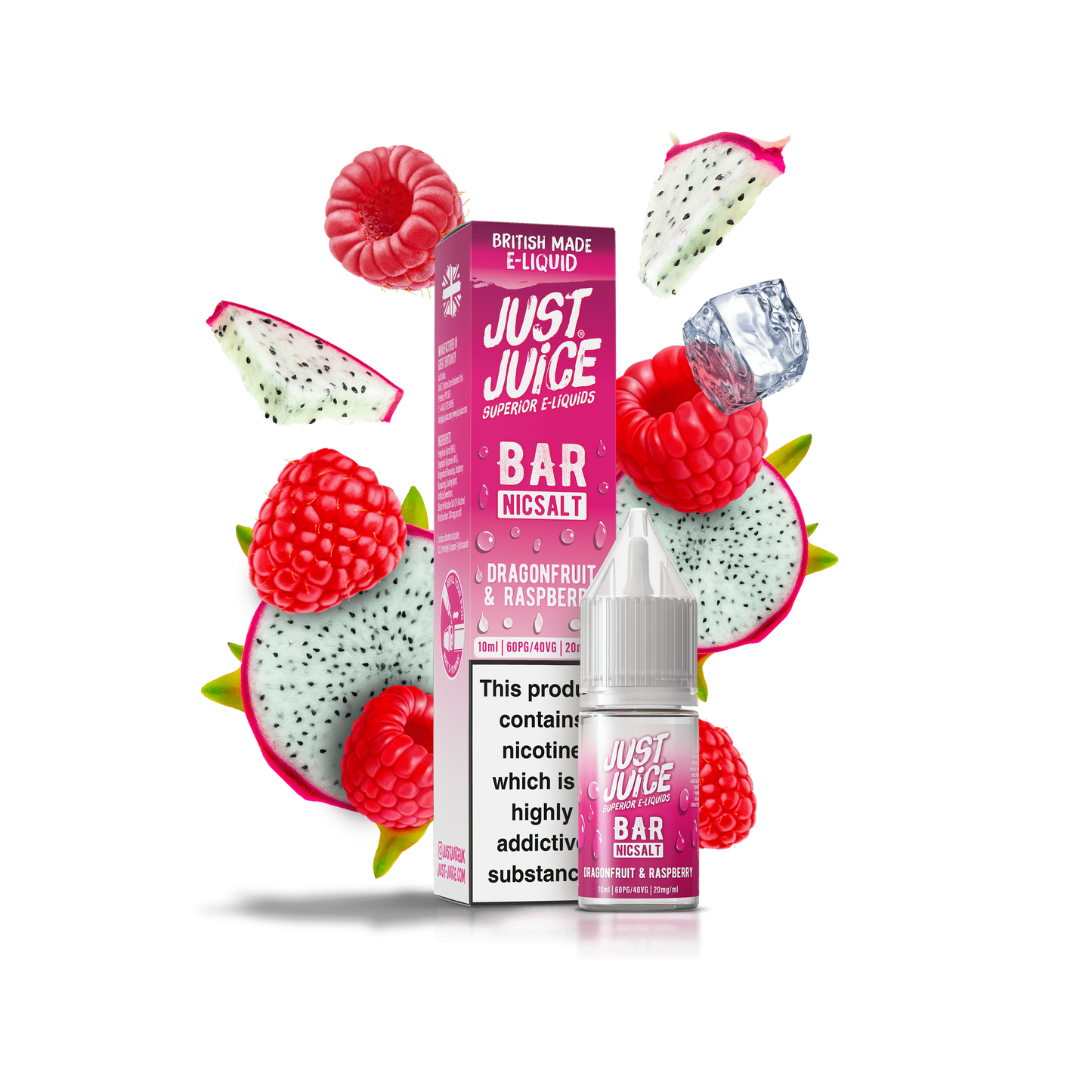 Just Juice Bar Range Nic Salts 10ml 5mg / 10mg / 20mg - DRAGON FRUIT & RASPBERRY