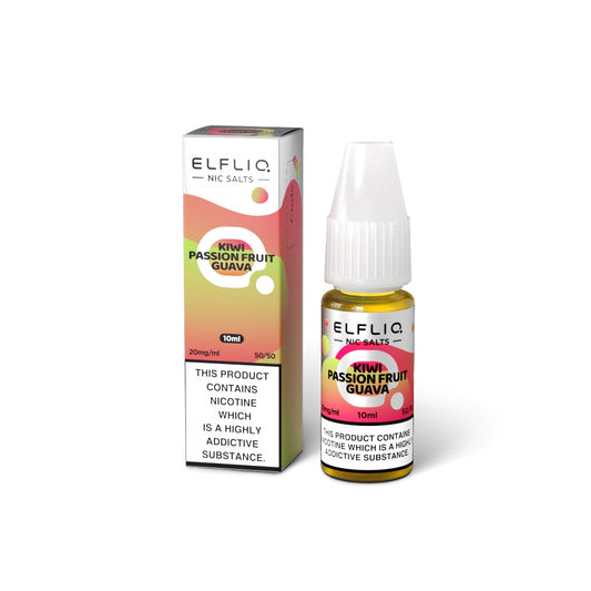 Elfliq KIWI PASSION FRUIT GUAVA 10ml Elfbar Nicotine Salts E-Liquid 5mg / 10mg / 20mg Nic Salt