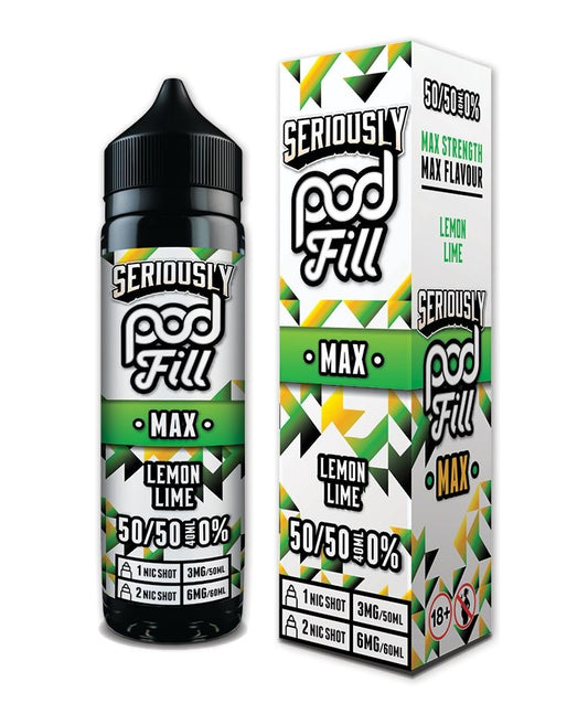 Seriously Pod Fill MAX 50/50 VG/PG 40ml Shortfill E-liquid Zero Nic 0mg - LEMON LIME