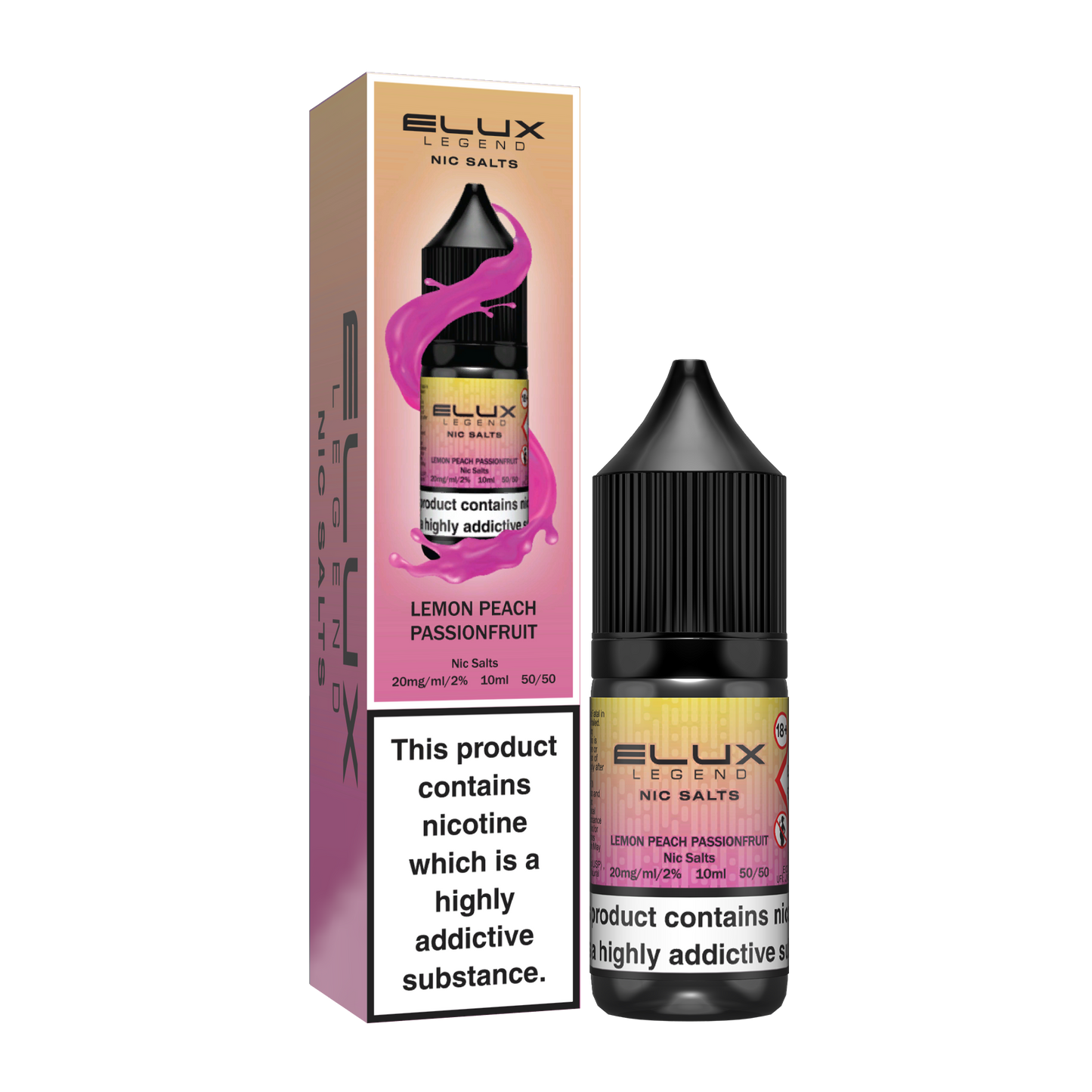 Elux Legend 10ml Nicotine Salt E-Liquid LEMON PEACH PASSION FRUIT 10mg / 20mg Nic Salts