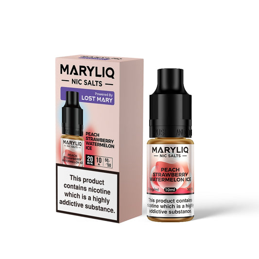 Maryliq PEACH STRAWBERRY WATERMELON ICE 10ml Elfbar Lost Mary Nicotine Salts E-Liquid 10mg / 20mg Nic Salt