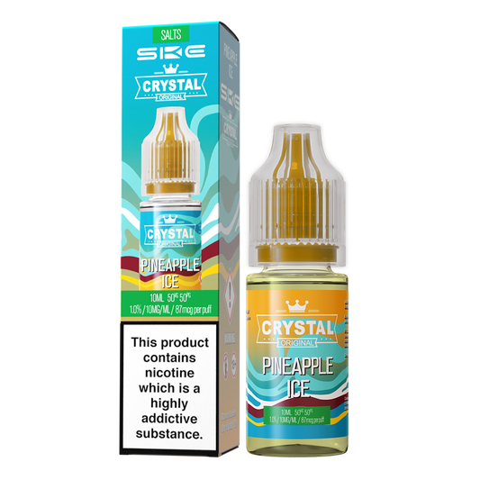 SKE - Crystal Original Nicotine Salts E-Liquids 10ml Single Bottle 10mg / 20mg Nic Salt - PINEAPPLE ICE