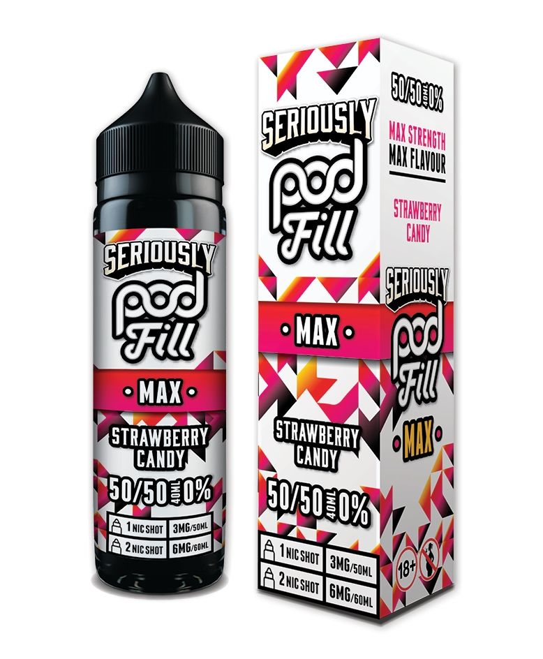 Seriously Pod Fill MAX 50/50 VG/PG 40ml Shortfill E-liquid Zero Nic 0mg - STRAWBERRY CANDY