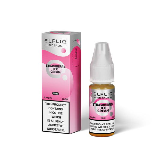 Elfliq STRAWBERRY ICE CREAM (STRAWBERRY SNOOW) 10ml Elfbar Nicotine Salts E-Liquid 5mg / 10mg / 20mg Nic Salt