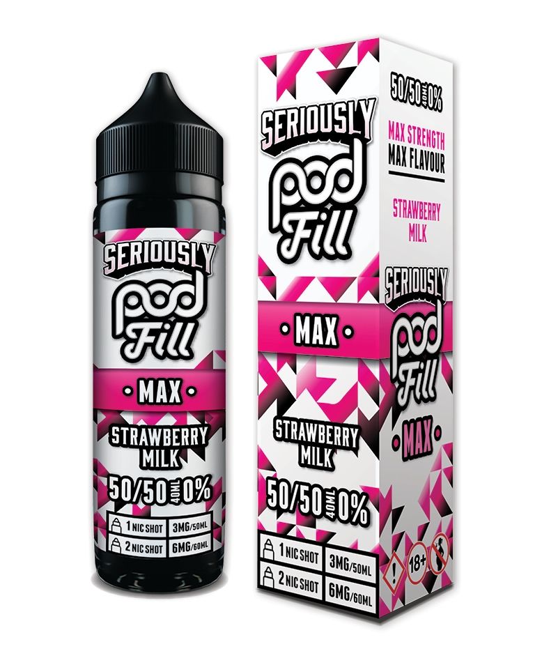Seriously Pod Fill MAX 50/50 VG/PG 40ml Shortfill E-liquid Zero Nic 0mg - STRAWBERRY MILK