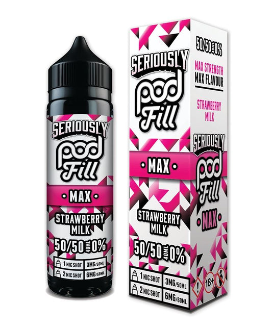 Seriously Pod Fill MAX 50/50 VG/PG 40ml Shortfill E-liquid Zero Nic 0mg - STRAWBERRY MILK