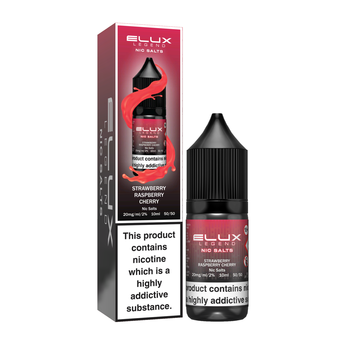 Elux Legend 10ml Nicotine Salt E-Liquid STRAWBERRY RASPBERRY CHERRY 10mg / 20mg Nic Salts