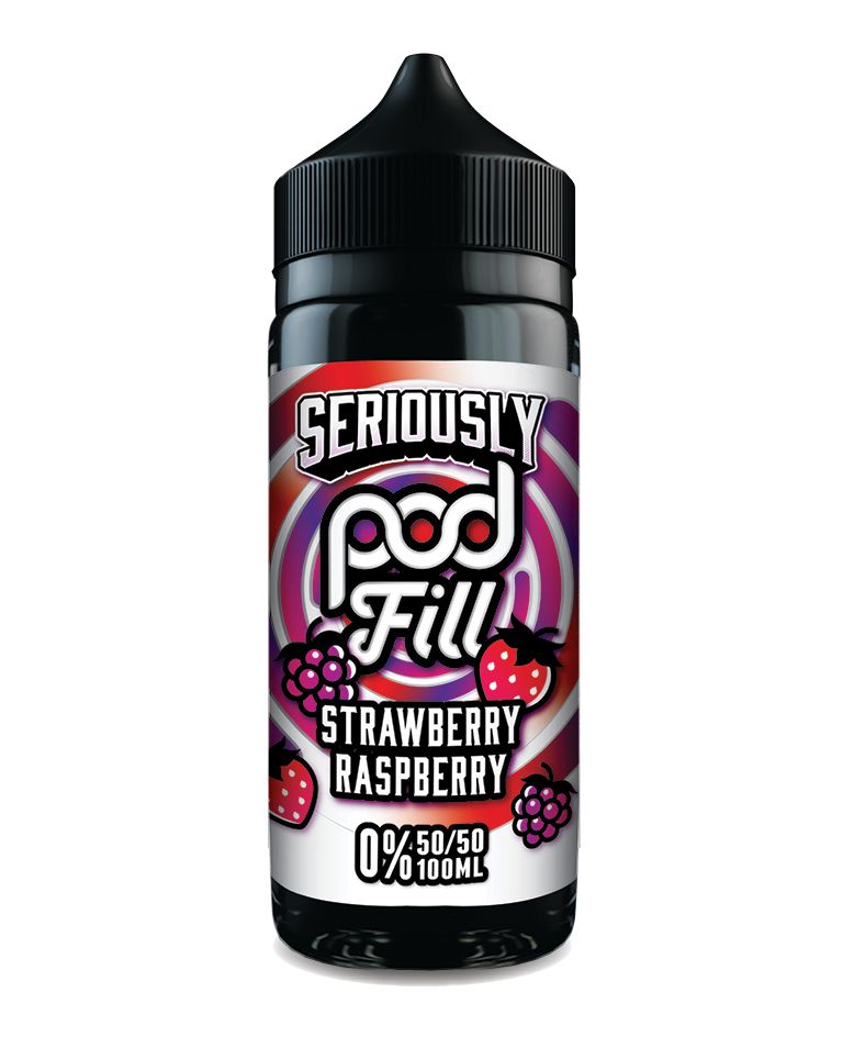Seriously Pod Fill 50/50 VG/PG 100ml Shortfill E-liquid Zero Nic 0mg - STRAWBERRY RASPBERRY