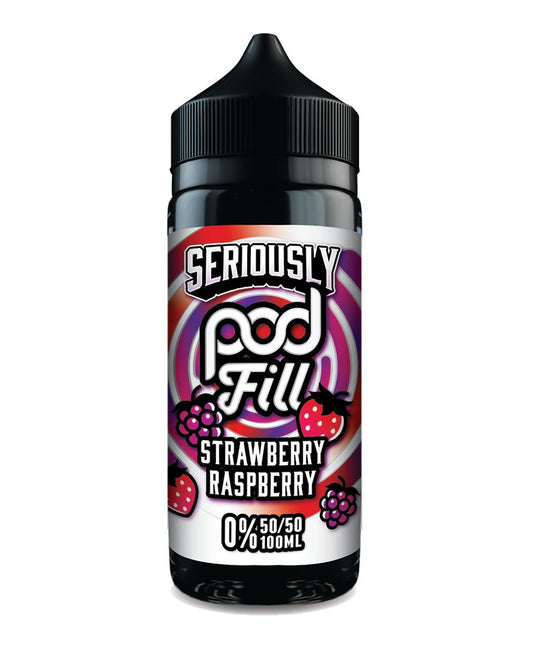 Seriously Pod Fill 50/50 VG/PG 100ml Shortfill E-liquid Zero Nic 0mg - STRAWBERRY RASPBERRY