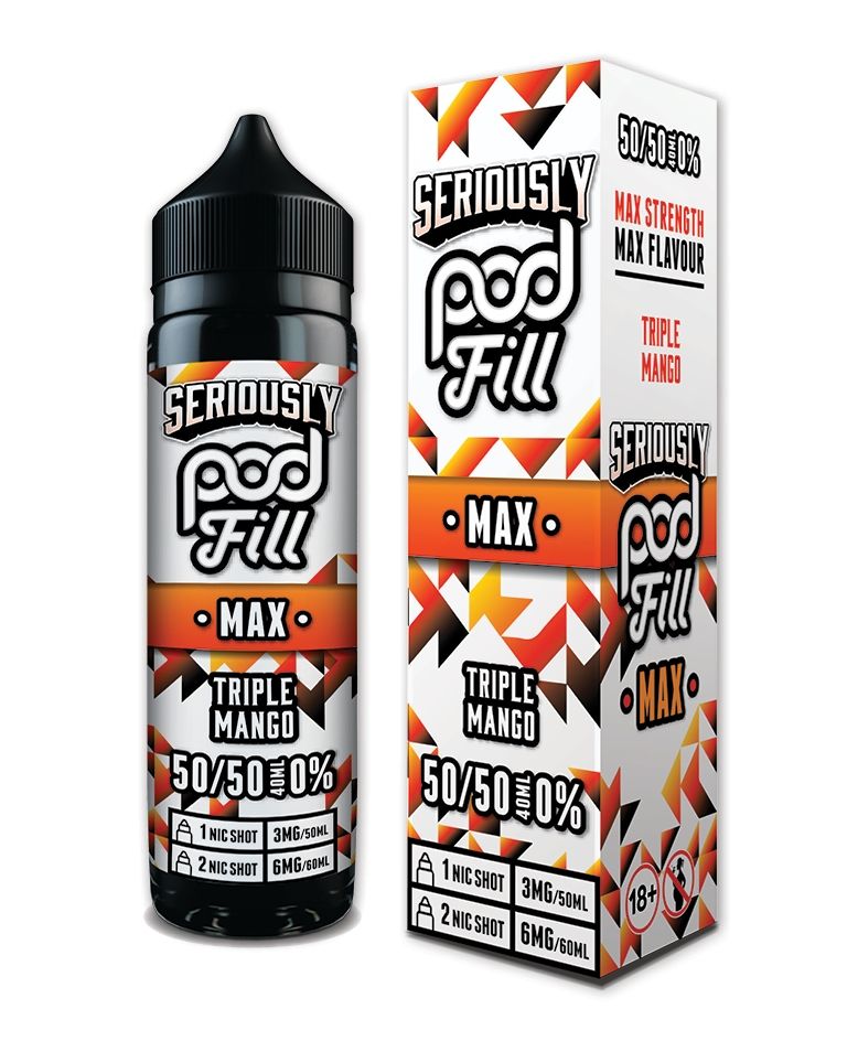 Seriously Pod Fill MAX 50/50 VG/PG 40ml Shortfill E-liquid Zero Nic 0mg - TRIPLE MANGO