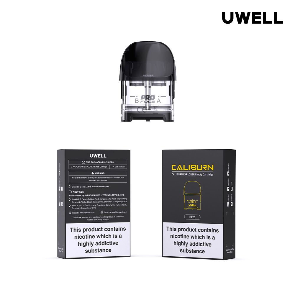 UWELL Caliburn Explorer Replacement Pods EMPTY Cartridges - Pack of 2 (Newer Version)