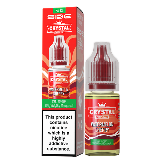 SKE - Crystal Original Nicotine Salts E-Liquids 10ml Single Bottle 10mg / 20mg Nic Salt - WATERMELON CHERRY