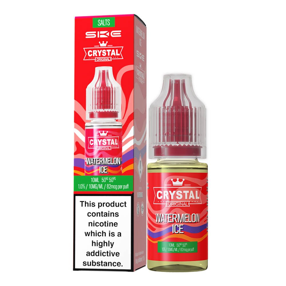 SKE - Crystal Original Nicotine Salts E-Liquids 10ml Single Bottle 10mg / 20mg Nic Salt - WATERMELON ICE